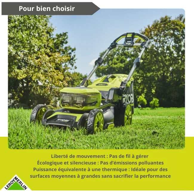 Tondeuse sur batterie brushless RYOBI Ry36lmxsp46a-150 36V, 46cm, 1 batterie 5Ah