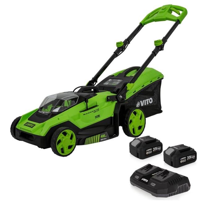 Tondeuse 40V - 2 Batteries lithium 3.0Ah Chargeur double Moteur Brushless 600m2 VITO